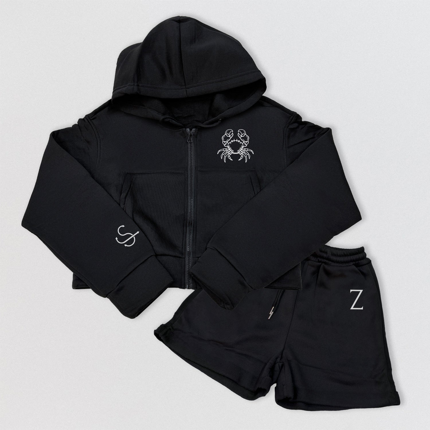 Cancer Zodiac Crop Hoodie & Shorts Set - Women's Loungewear