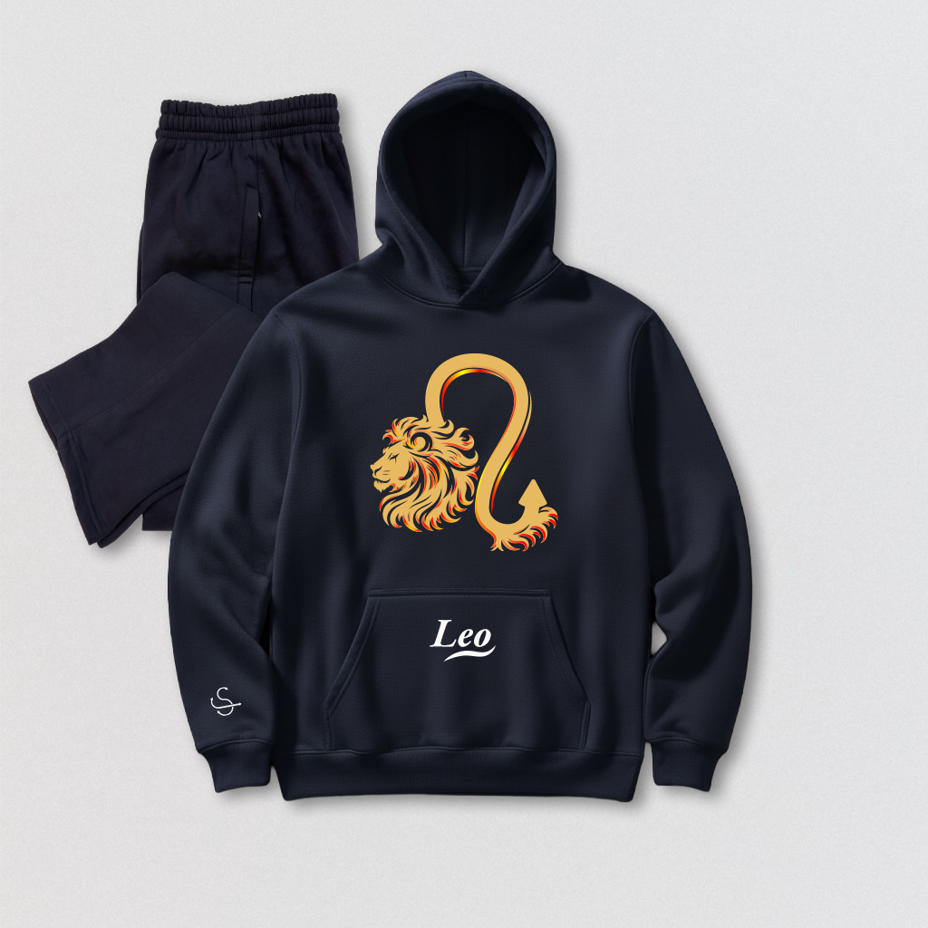 Leo Zodiac Hoodie & Pants Set - Premium Heavyweight Cotton Loungewear
