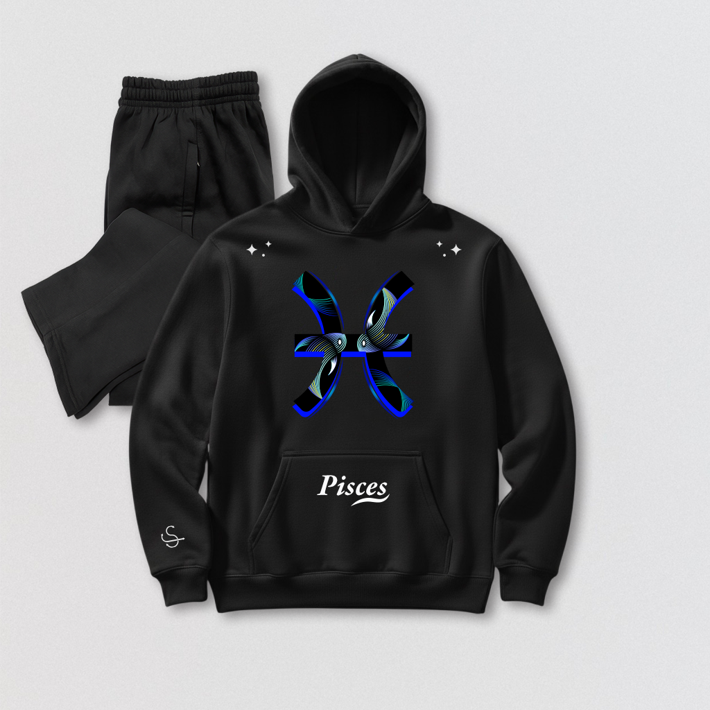 Pisces Zodiac Hoodie & Pants Set - Premium Heavyweight Cotton Loungewear